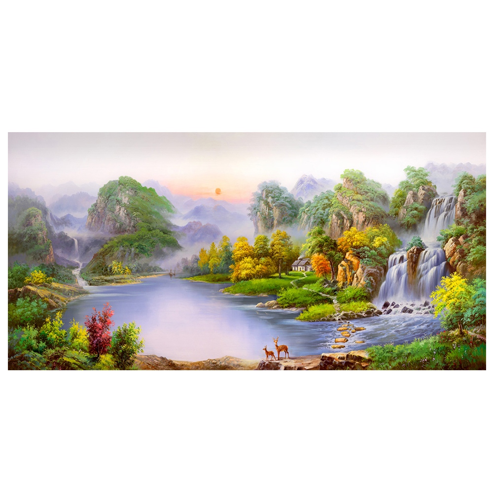 【御畫房】旭日東昇 國家一級畫師手繪油畫60&times;120cm(VF-117), , large