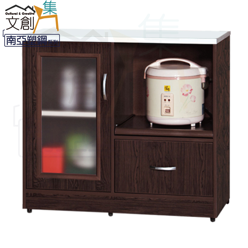 【文創集】 尼爾 環保3尺南亞塑鋼單門單抽餐櫃/收納櫃(客約商品), , large