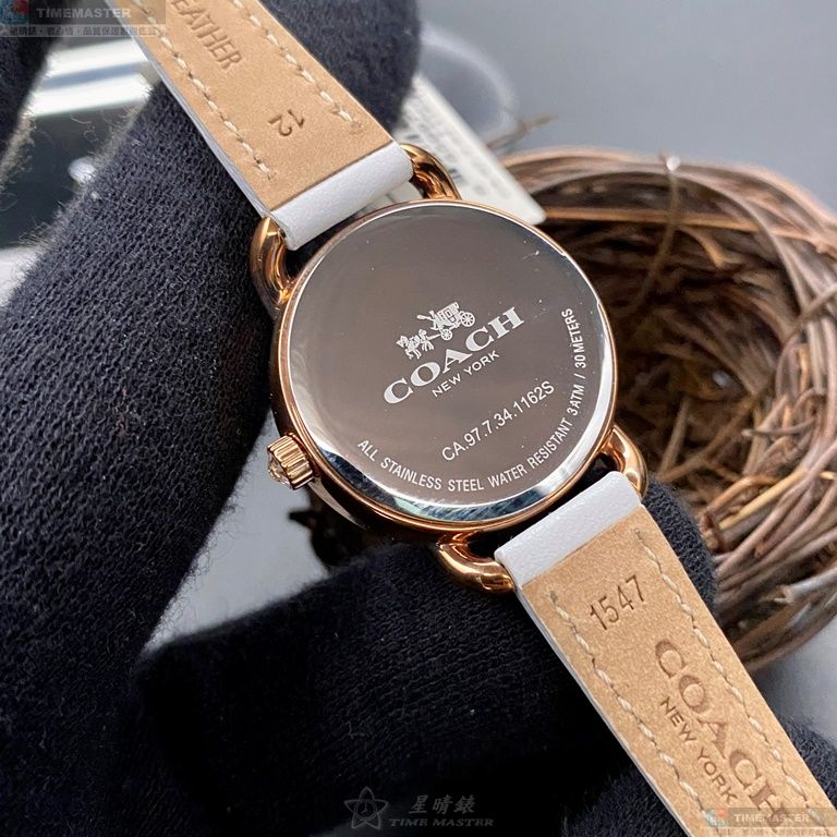 [星晴錶業]COACH手錶,28mm,CH00148貝母錶面玫瑰金錶殼白真皮皮革錶帶款, , large