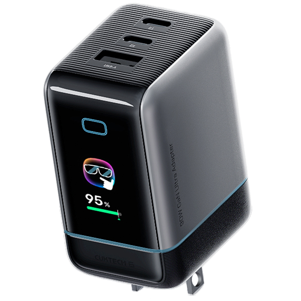 CUKTECH 酷態科 6號Ultra 65W GaN氮化鎵 充電器套裝組 帶螢幕及摺疊式插頭 AD653U-US, , large