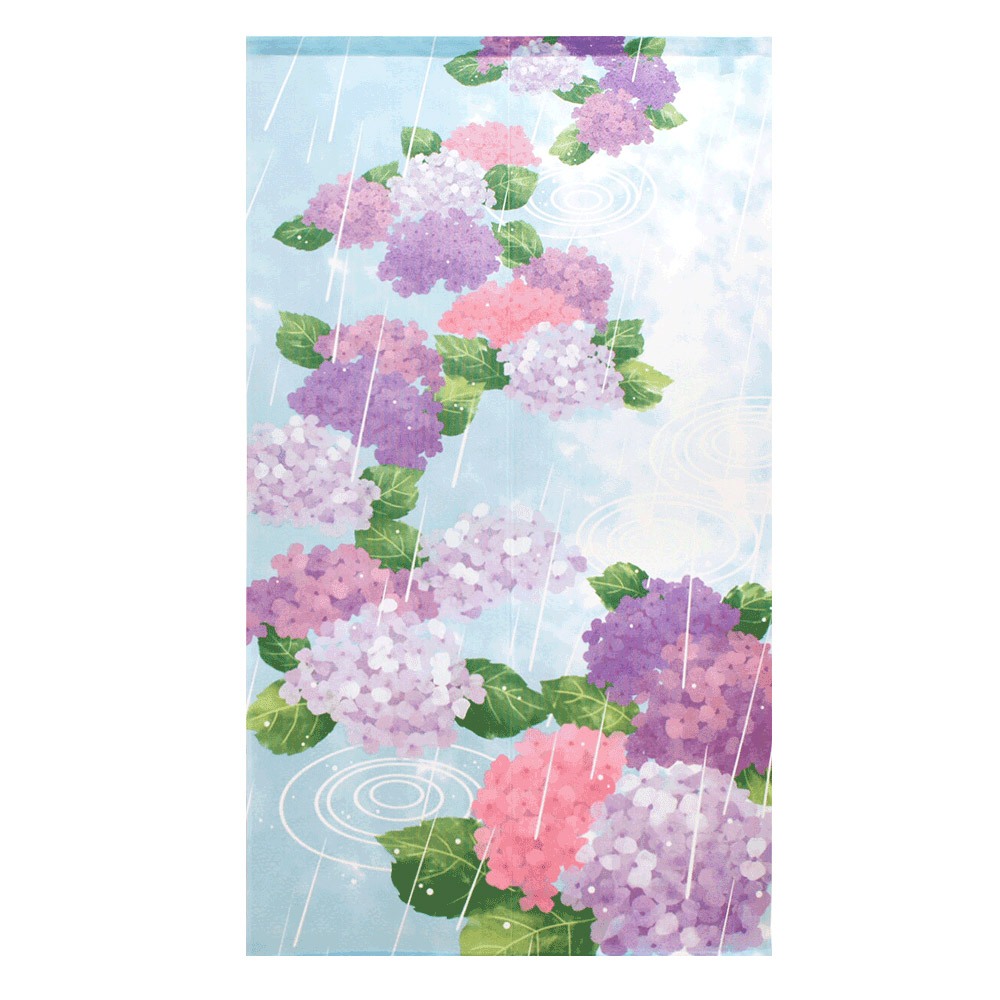日本製【コスモ】長門簾《繡球花和雨》, , large