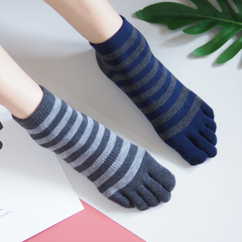 [Kaimei Cotton Industry] 6 pairs set, random and excellent, MIT made in Taiwan, antibacterial and deodorizing, pure cotton boat-shaped toe socks, striped style, , large