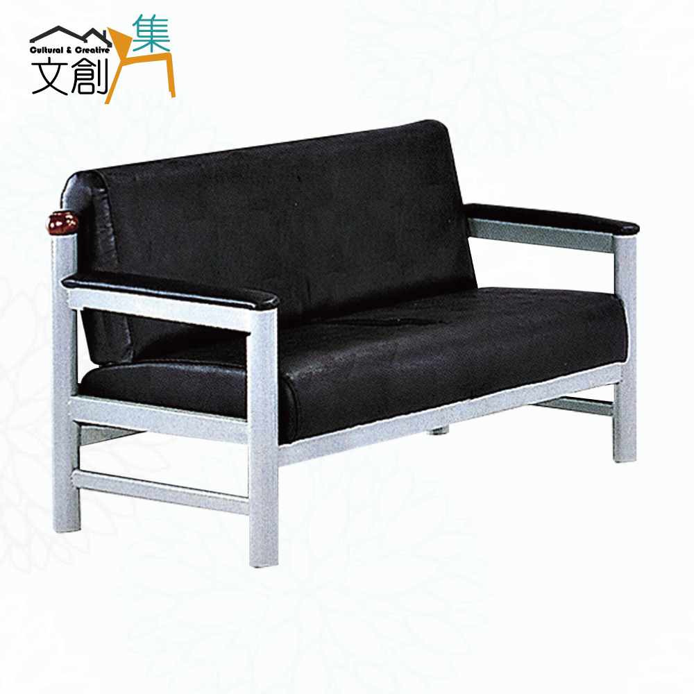 【文創集】蘿法黑透氣皮革二人座沙發椅(客約商品), , large