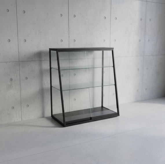 【 SHAONIANNA.TW 】工業風霧黑鐵架強化玻璃收納展示櫃 90x45x95cm &ndash; 客廳書房多功能收納櫃、防塵耐重透明展示櫃, , large