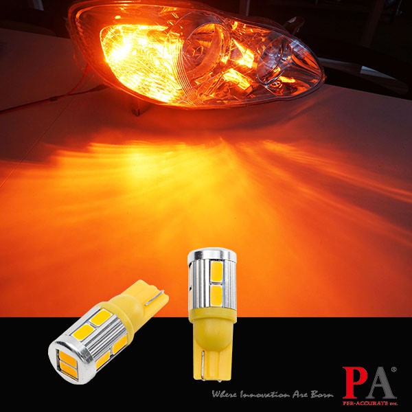 【PA LED】T10 T15 W5W 10晶 5630 SMD LED 黃光 橘黃光 小燈 方向燈 定位燈, , large