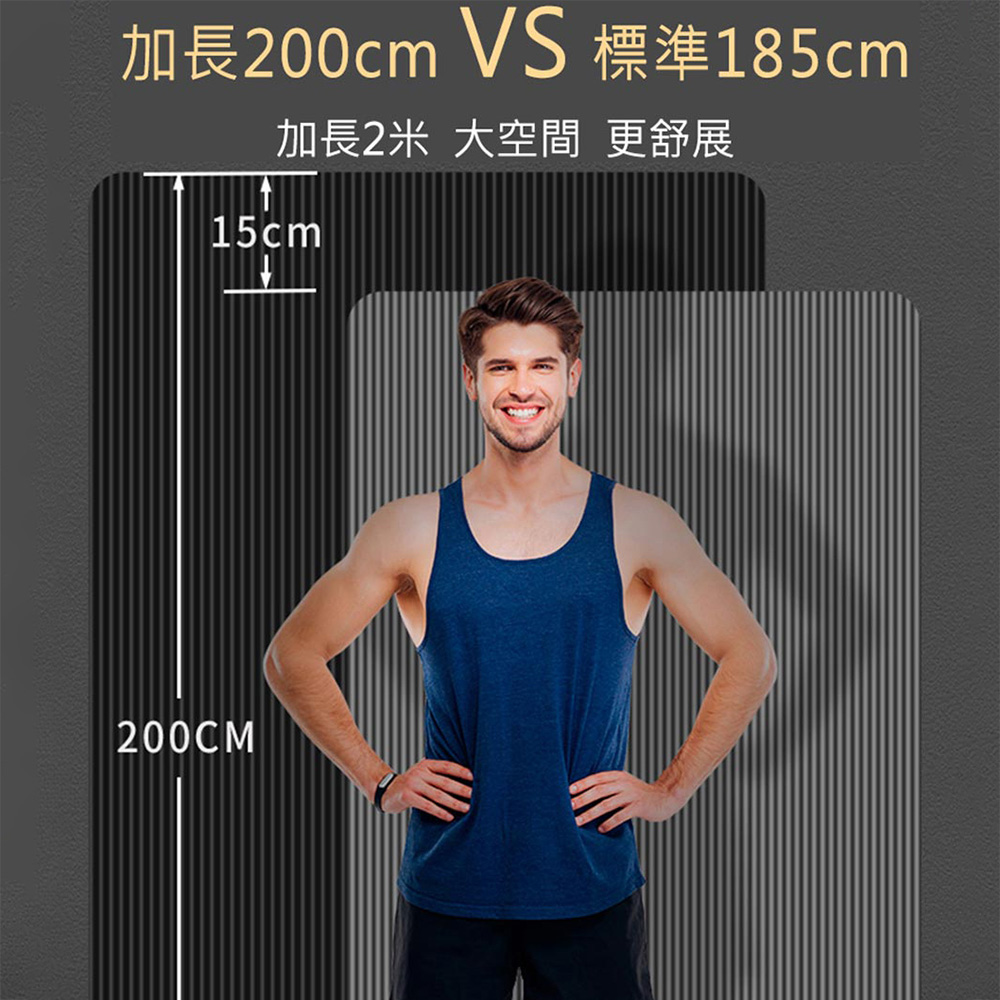 【X-BIKE買一贈三】NBR加厚款瑜珈墊20MM厚200x80CM防滑墊/地墊贈綁帶、背袋、皮拉提斯球YG22, 200x80CM 厚度20MM【黑】, large