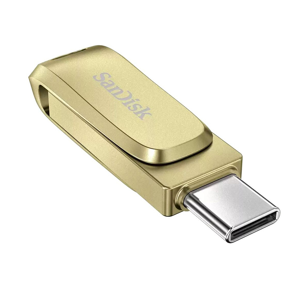 【SanDisk】Ultra Luxe 128G 金色 TYPE-C USB 3.2 雙用 OTG 旋轉隨身碟 讀取速度 400MB/s, , large