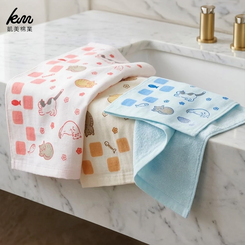 [Kaimei Cotton Industry] 12 in the group, random and excellent, MIT made in Taiwan, cute half-cotton, half-gauze children's towel, pure cotton, soft, comfortable and water-absorbent, , large