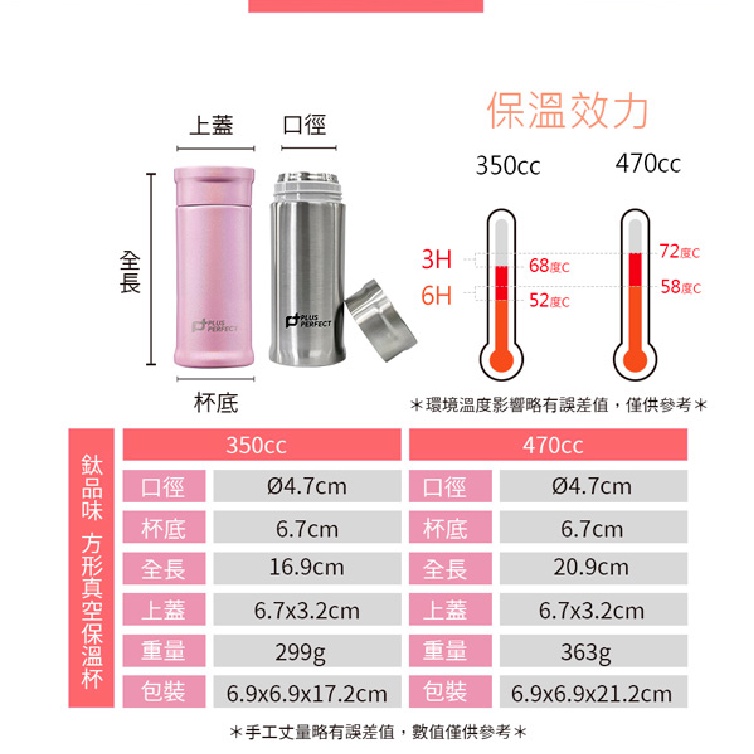 PERFECT 理想牌 鈦品味方形真空保溫杯鈦杯保溫瓶 350cc隨機顏色送贈品-Leidea樂德兒, , large