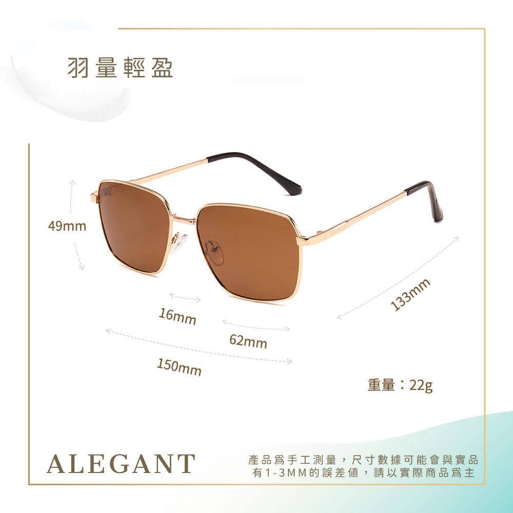 中性時尚陽采棕寶麗來偏光太陽眼鏡/UV400墨鏡〔ALEGANT〕, , large