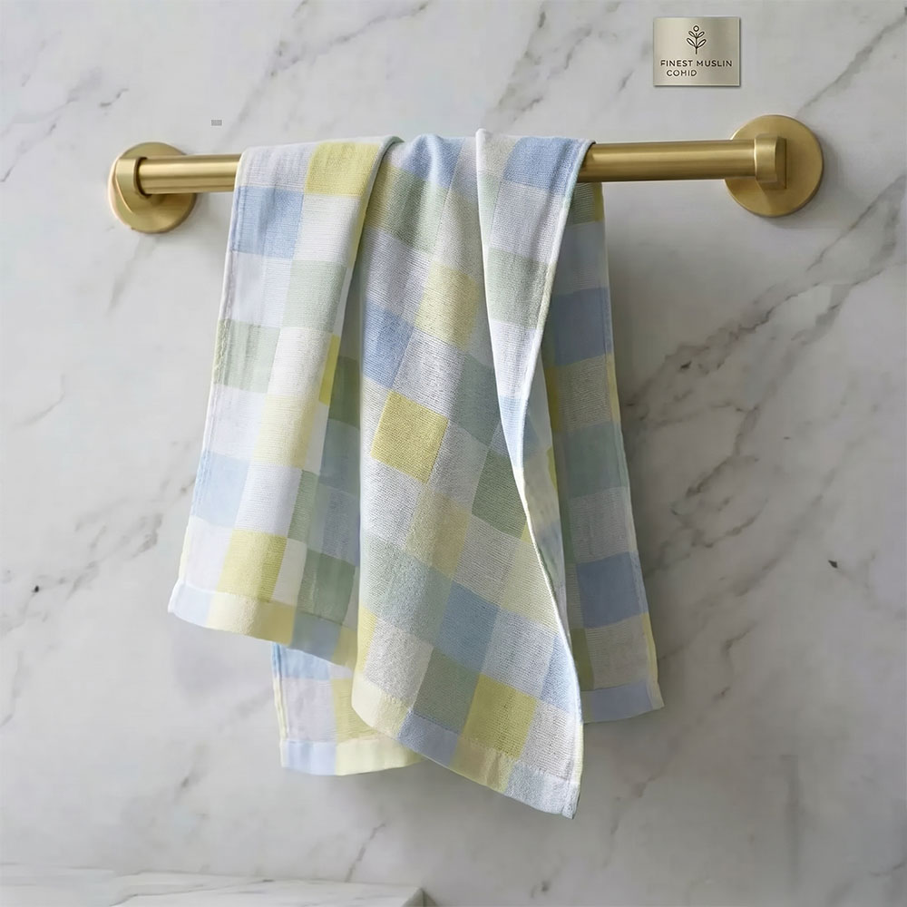 [Kaimei Cotton Industry] Colorful plaid cotton gauze adult towel double-layer gauze adult towel seven randomly selected groups, , large