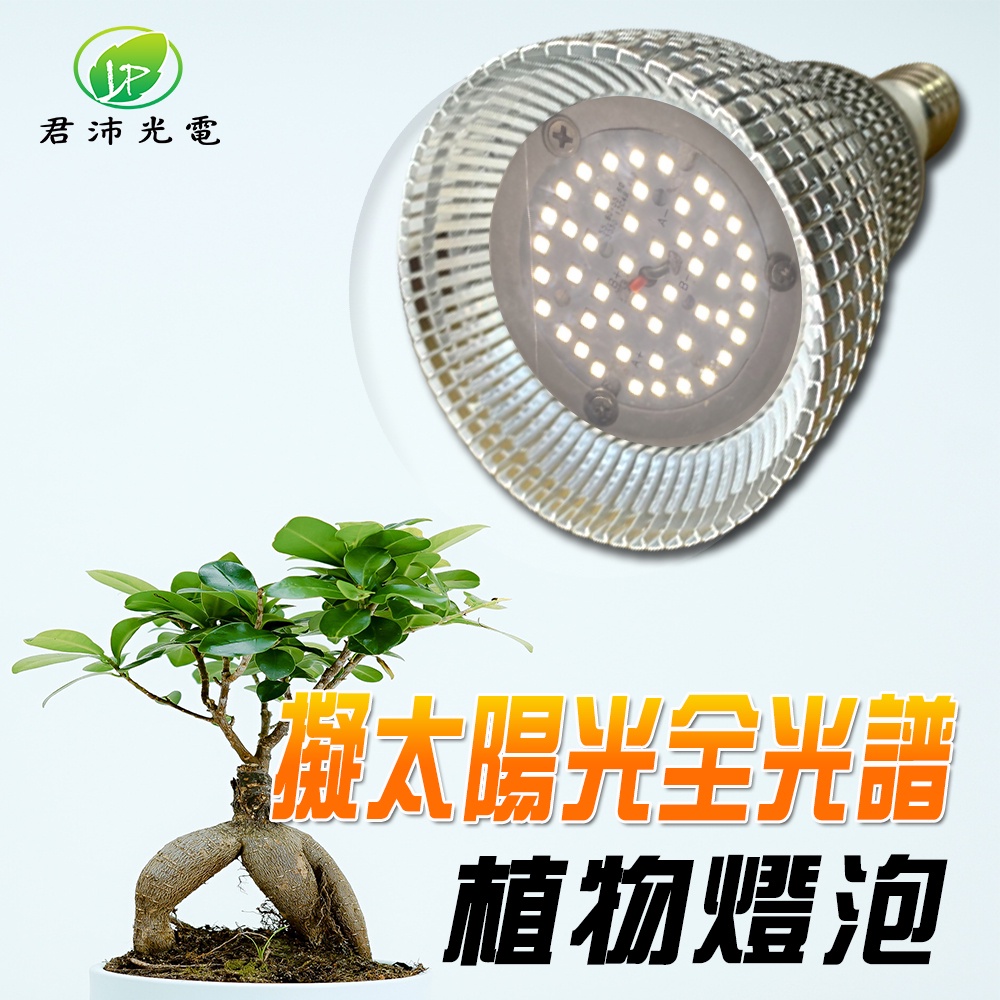 【君沛】全光譜 15W 居家首選 植物燈泡 E27 抑制徒長 模擬自然光 觀葉植物 多肉 塊根補光 燈養, , large