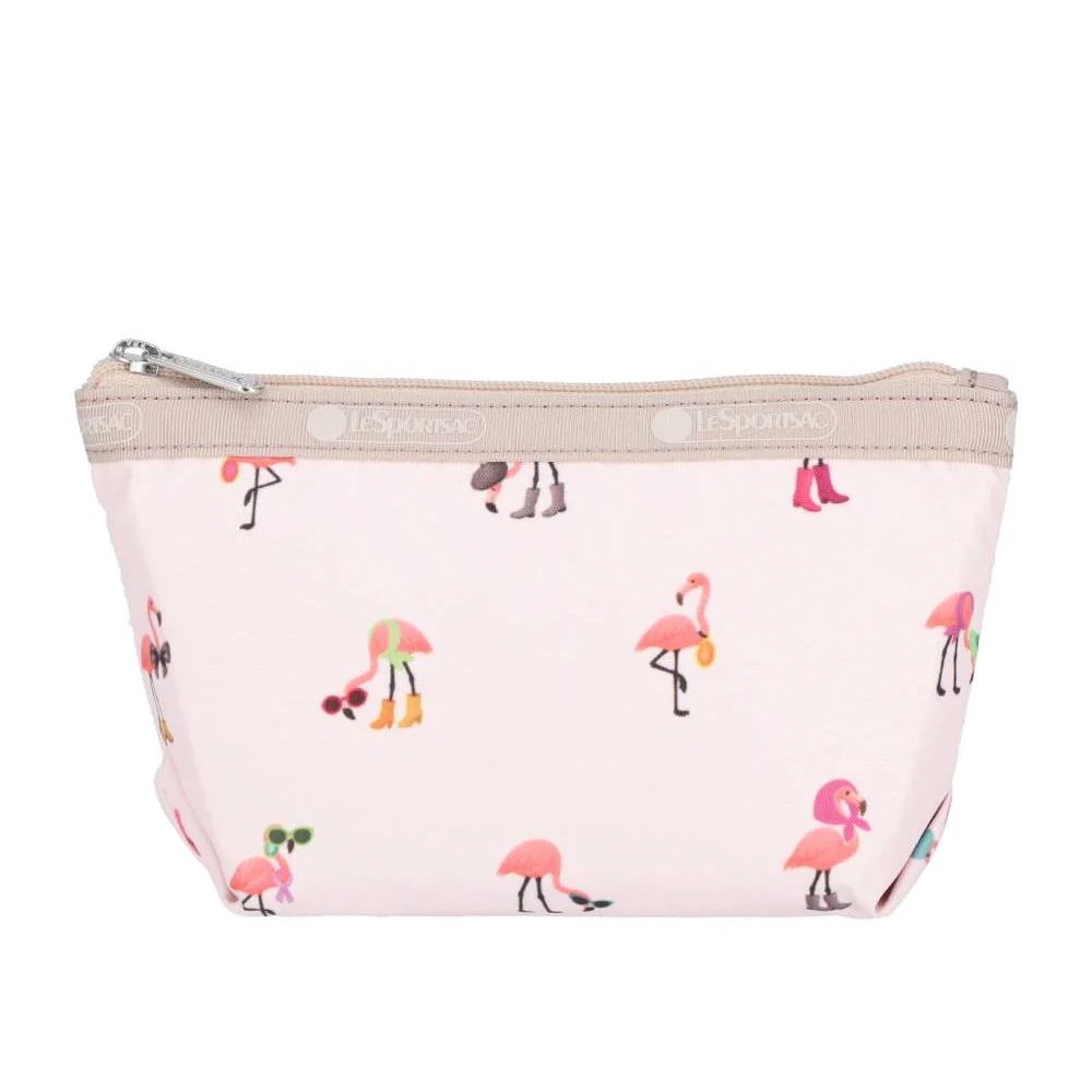 Lesportsac Small Sloan Cosmetic 小梯形化妝包 收納包 盥洗包 女包(紅鶴海島派對)L261-2724P-HG20, , large