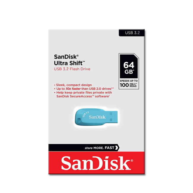 【SanDisk】CZ410 Ultra Shift 64G USB 3.2 天空藍 隨身碟 速度 100MB/s, , large