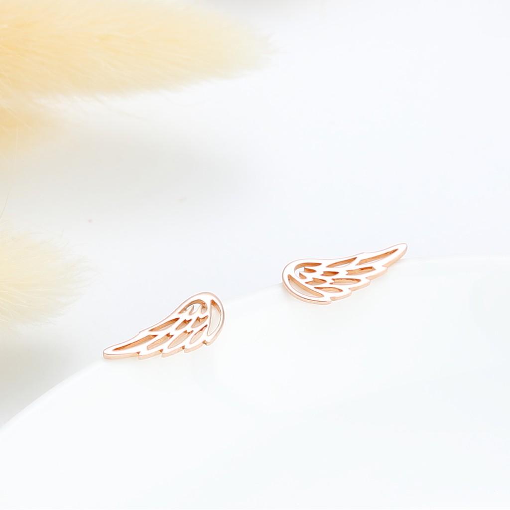 【Angel & Me】天使 夢想 翅膀 s925純銀厚鍍18k玫瑰金 耳環 耳夾, , large