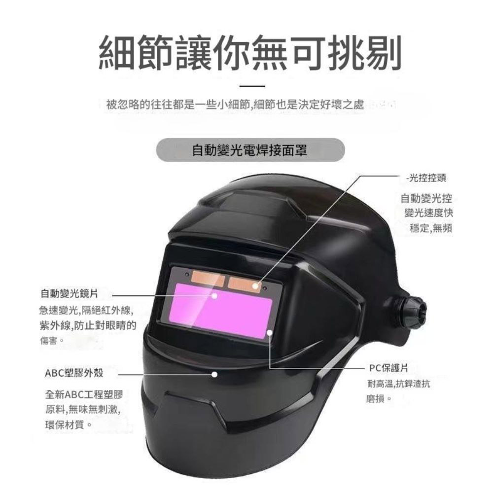 自動變光焊接面罩經典款+頭燈+10保護片(紫), , large