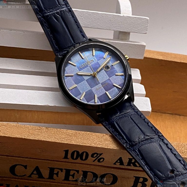 [星晴錶業]CITIZEN手錶,34mm,CI00012藍紫色錶面黑錶殼寶藍真皮皮革錶帶款, , large