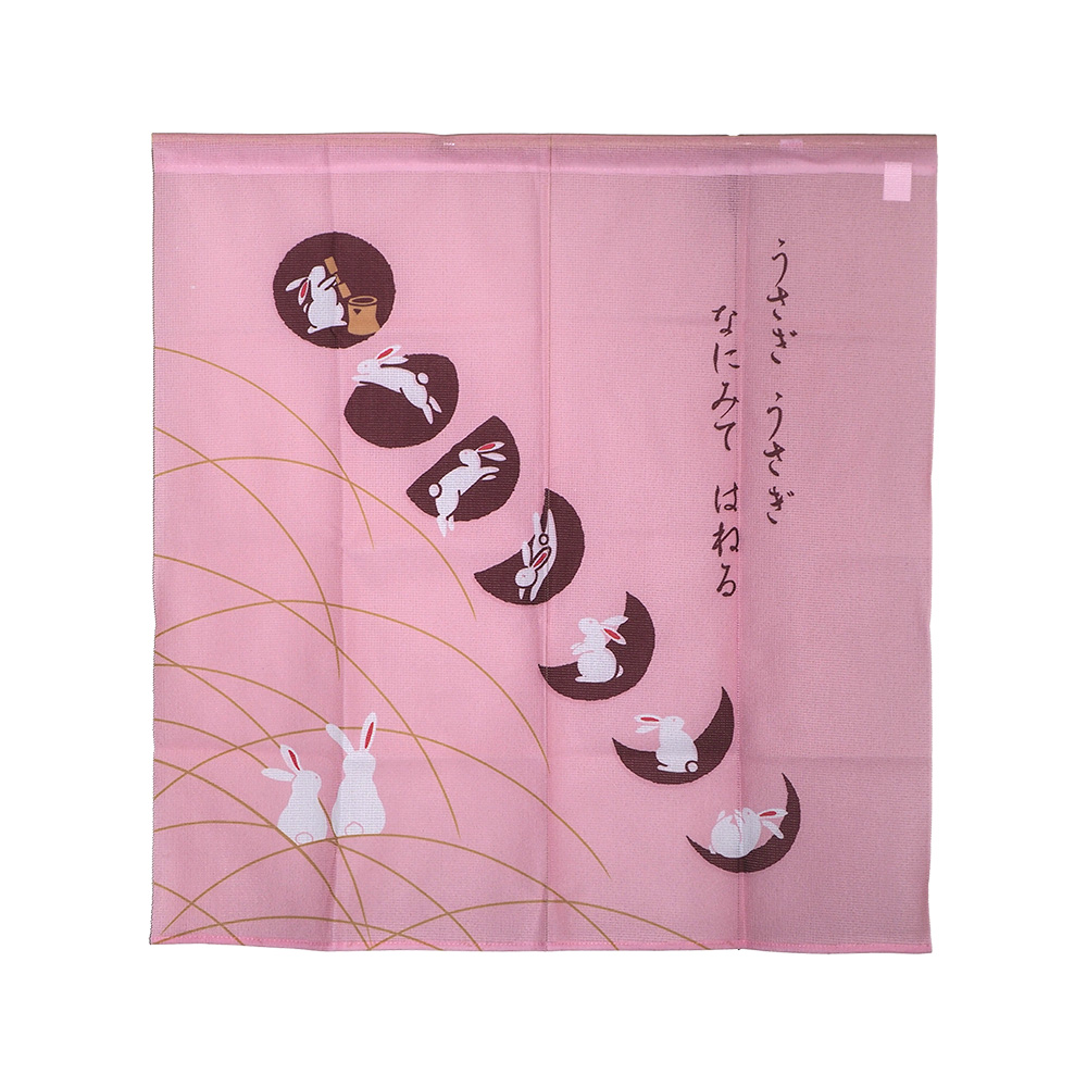 針織中門簾-85x90cm-玉兔搗藥-2條, , large