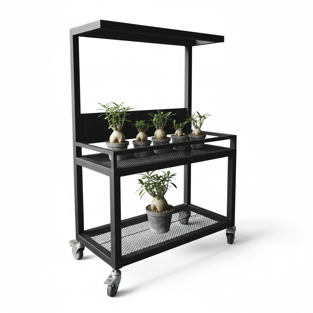 【 SHAONIANNA.TW 】塊根植物架｜加粗方管鐵製一體成型｜菱格網植物架・花架｜工業風消光黑展示鐵架, , large