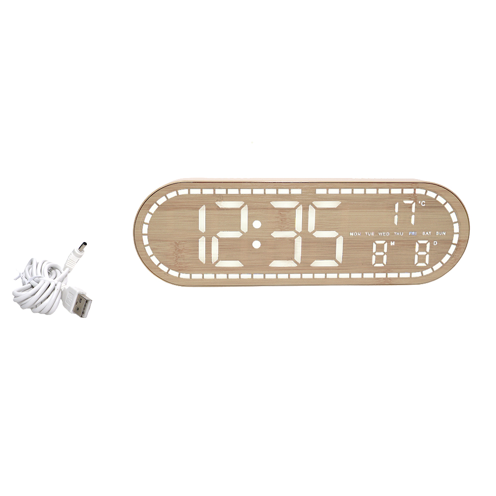 【上手家居】木紋桌上電子時鐘(桌上時鐘/數字時鐘/led時鐘/桌鐘), , large