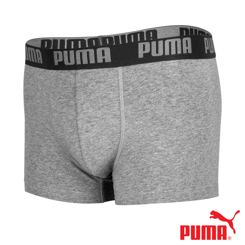 PUMA 平口內褲 1件組 彪馬 跳豹 男內褲 平角內褲 修身 防捲邊 貼合 耐穿 柔軟 棉質 排汗 透氣 抗菌 黑 灰, , large