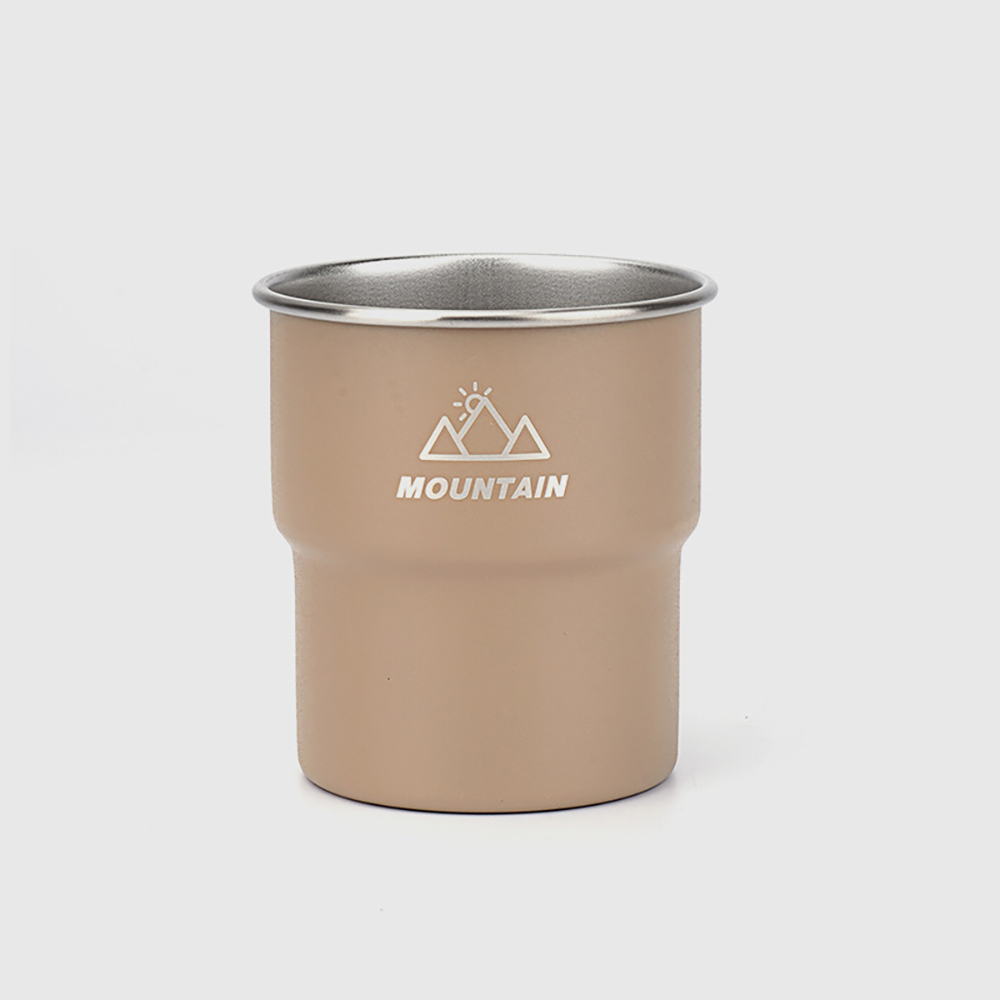 Lightweight stackable 304 stainless steel camping step cup, khaki, 1 piece (outdoor step cup, camping stackable cup, lightweight drinking cup, camping portable cup), , large