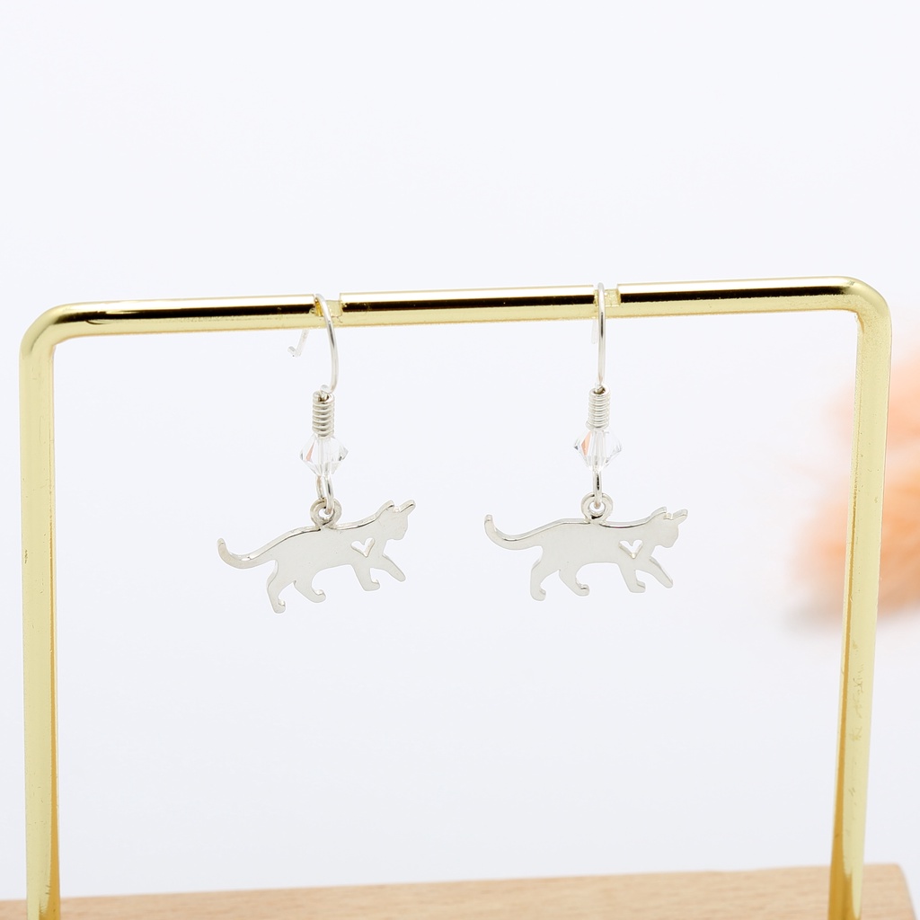 【Angel & Me】Love Cat s925 sterling silver earrings (changeable ear clips) gift, , large