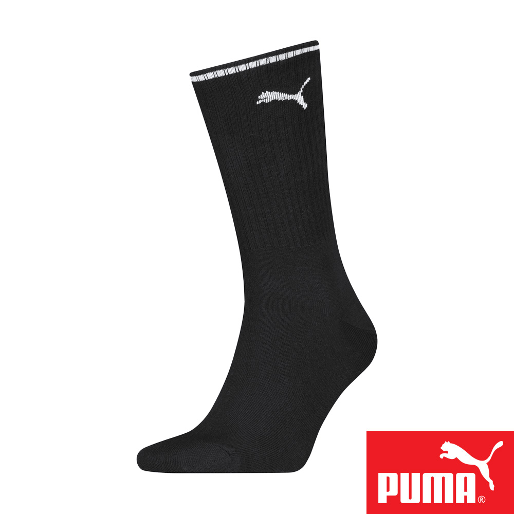 PUMA 男女款中筒襪1雙裝 彪馬 跳豹 男襪 女襪 襪子 運動襪 小腿襪 棉襪 柔軟 棉質 舒適 高彈 耐磨 黑 白, , large