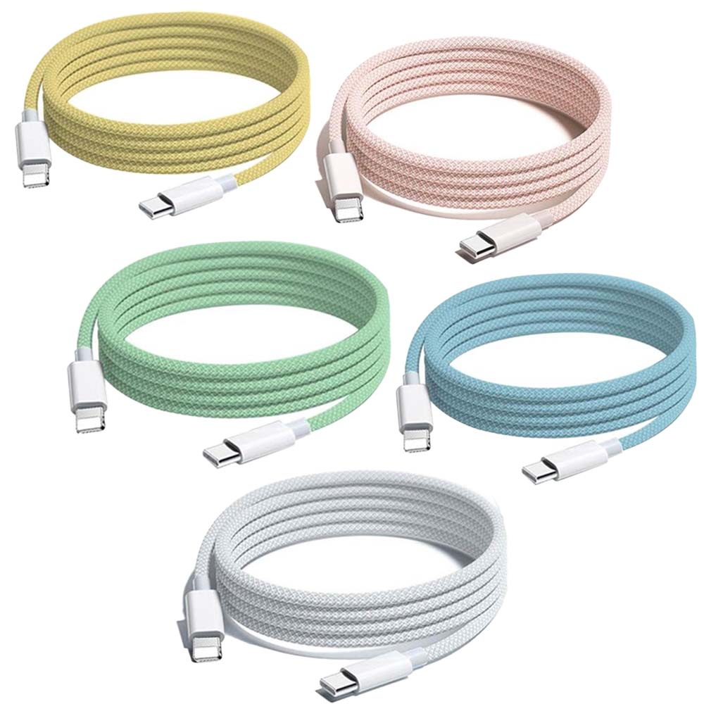 2-Pack Apple 60W Fast Charging Type-C to Lightning Sky Blue Braided Cable 1M, , large