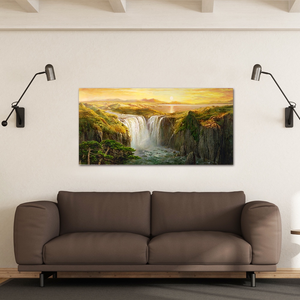 【御畫房】天瀑之三 國家一級畫師手繪油畫60&times;120cm(VF-149), , large
