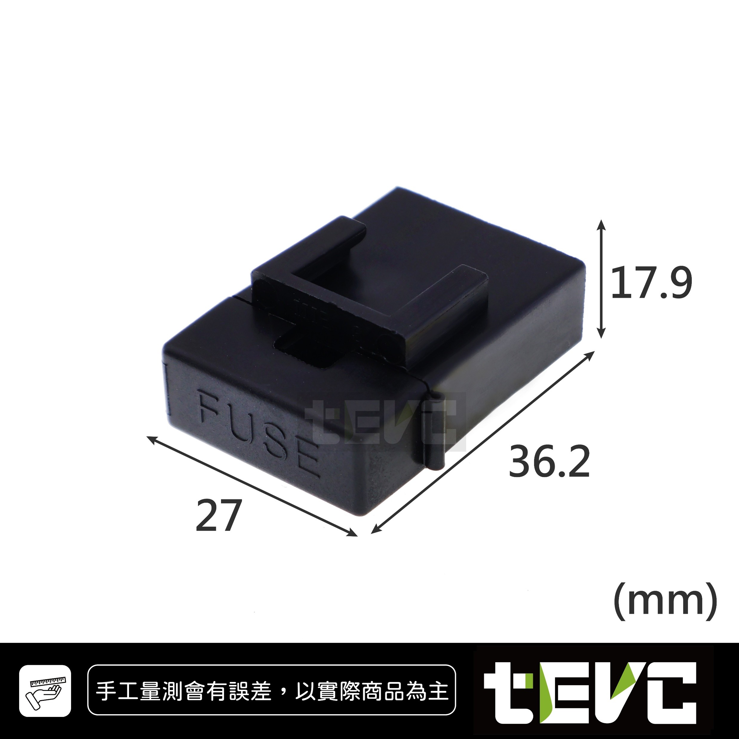 "tevc"M type fuse holder 6.3 C115 2P - black, , large