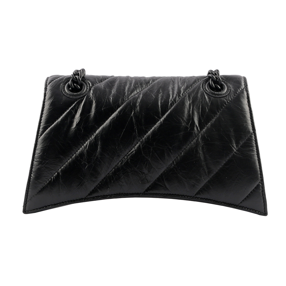 BALENCIAGA CRUSH 黑釦壓紋縫線小牛皮二用包/黑色, , large