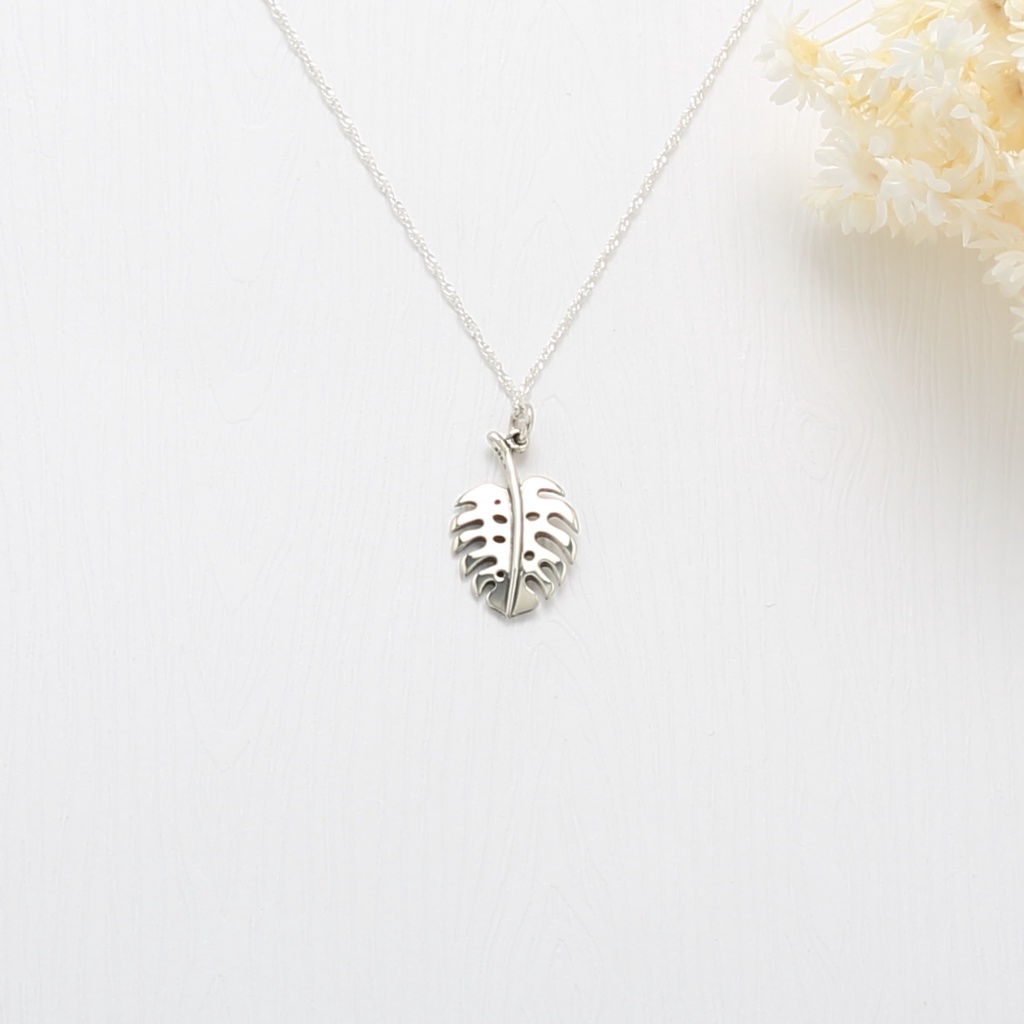【Angel & Me】Monstera Delici Leaf s925 sterling silver necklace Birthday gift, , large