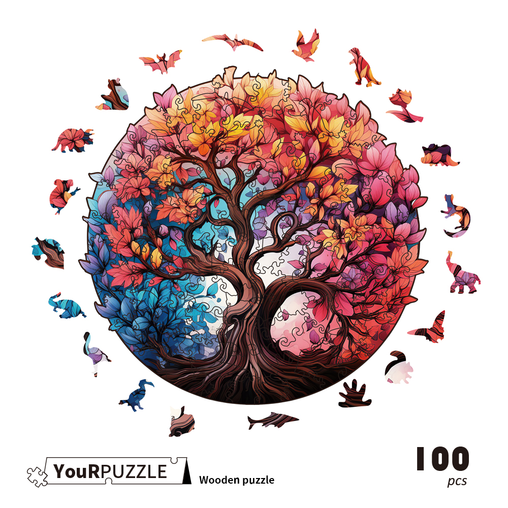[積木共和國] 【YouRPUZZLE】生命之春(檢驗合格 不規則木製拼圖 AI繪製), , large