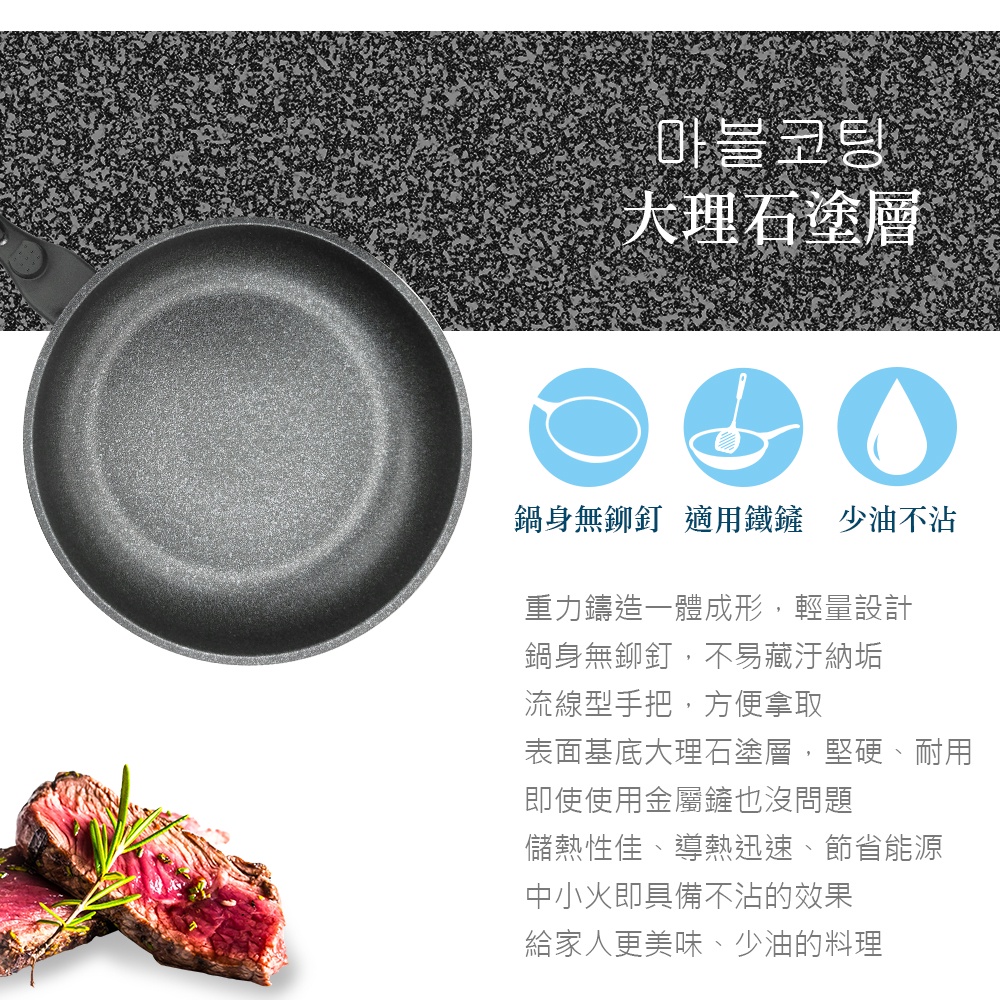 CLARE 可蕾爾 韓式不沾平底鍋IH無蓋韓國製造 32cm無蓋-Leidea樂德兒, , large