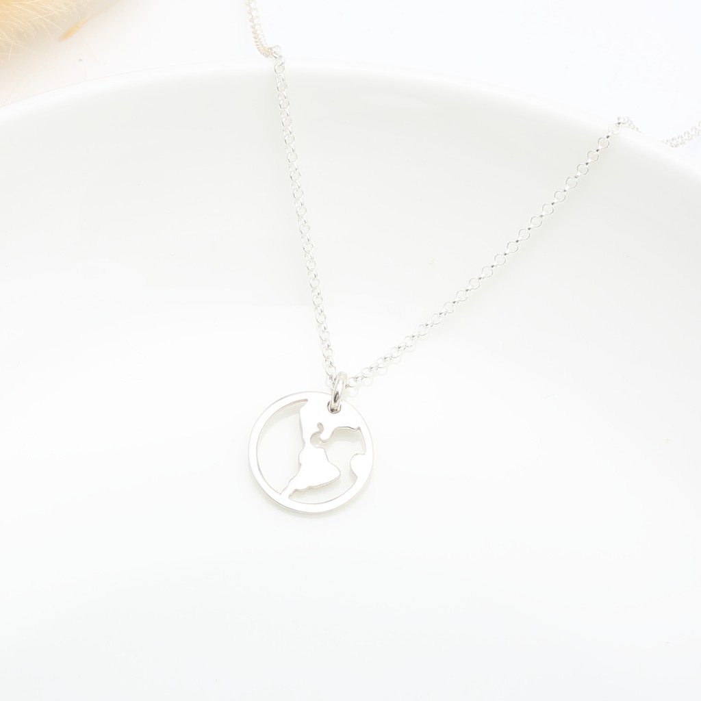 【Angel & Me】Travel World Map s925 sterling silver necklace Birthday gift, , large