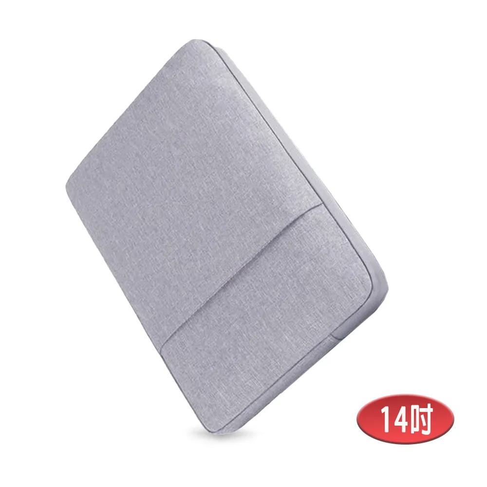 14-inch LB14G Tranquil Book Journey Series iPad/Mac/Tablet/Laptop Front Zipper Pocket Protective Sleeve (Mist Gray), 灰, large
