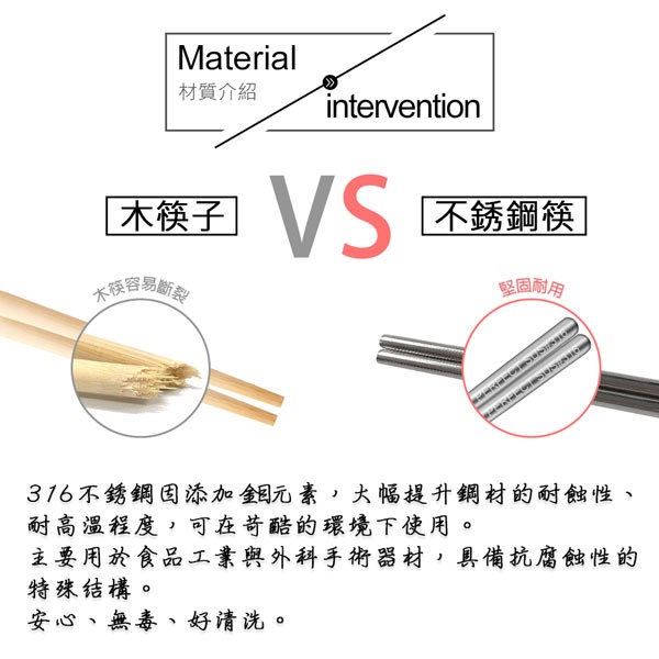 PERFECT 理想牌 極緻316不鏽鋼筷隨身筷不鏽鋼餐具筷子 19cm一雙-Leidea樂德兒, , large