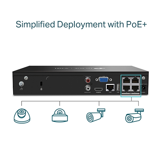 TP-LINK 昌運監視器組合 VIGI NVR1004H-4P 4路主機+VIGI C240 4MP全彩網路攝影機*4, , large
