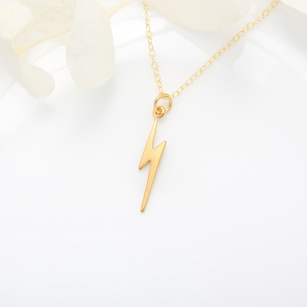 【Angel & Me】Golden Power Lightning s925 sterling silver necklace birthday gift, , large