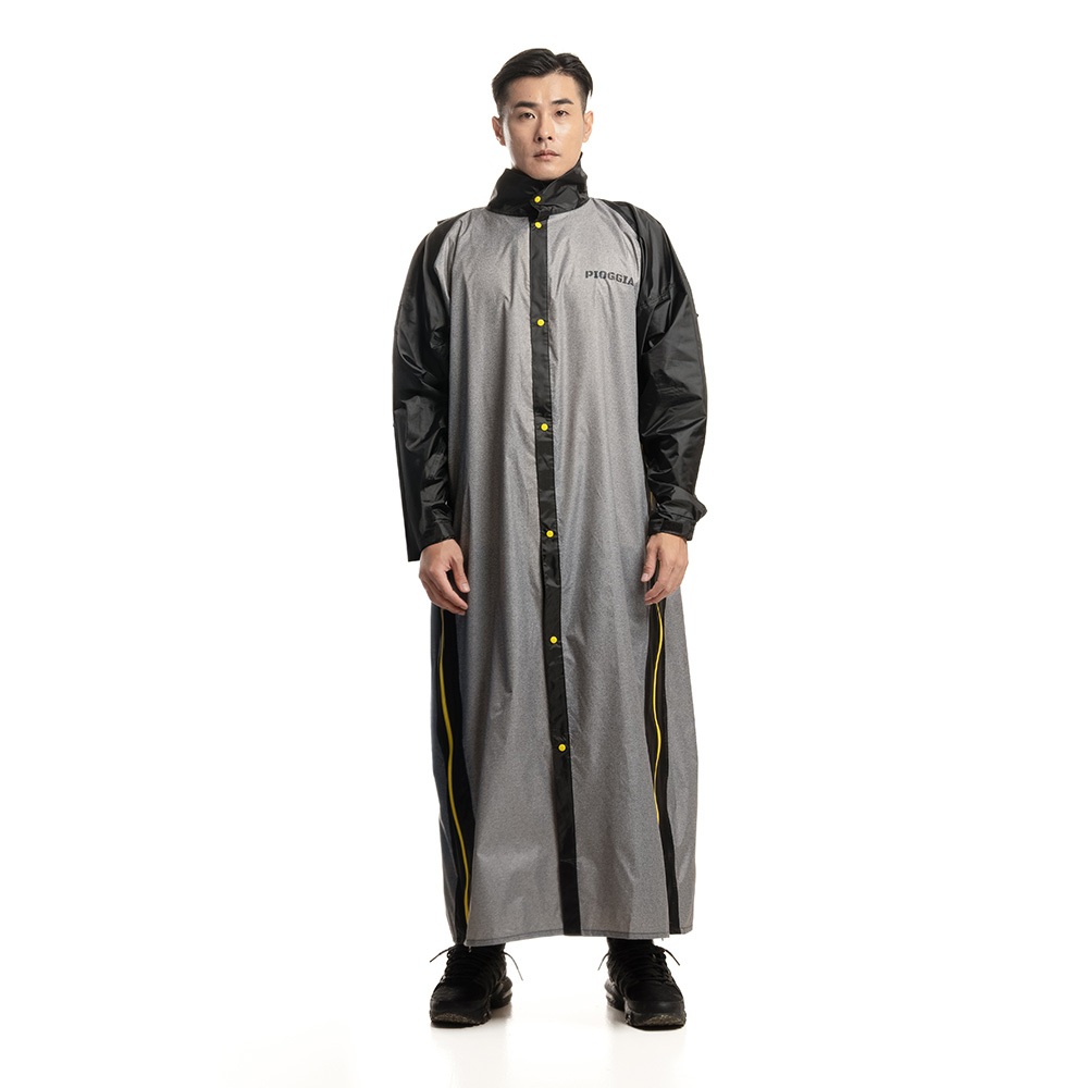 PIOGGIA R2 義式側拉鍊雨衣 2XL-4XL黑色 加高領口設計 背包位反光條防雨保暖, , large