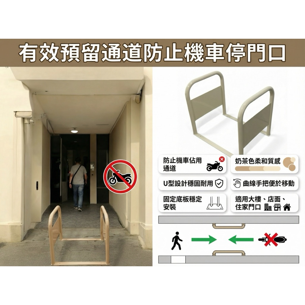 【 SHAONIANNA.TW 】店面行人通道架、嚴禁機車、請勿停車、行人穿越架、有效防止機車、通道拒馬架、請留通道, , large