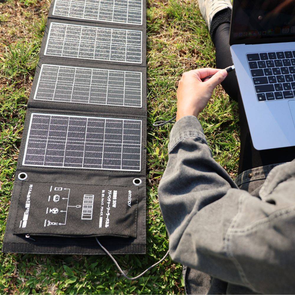 【MIRENEX】emirai EMRS30｜高機動30W冒險太陽能電池板！用陽光為手機、行動電源充電！, , large