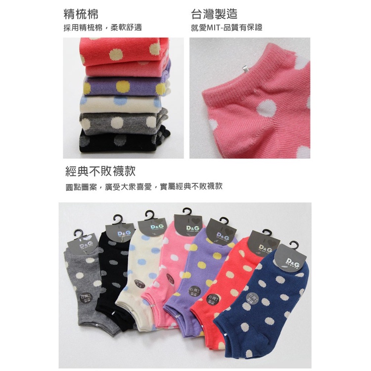 【D&G】圓點隱形襪<白/藍>D263 女襪 襪子 短襪 踝襪, , large