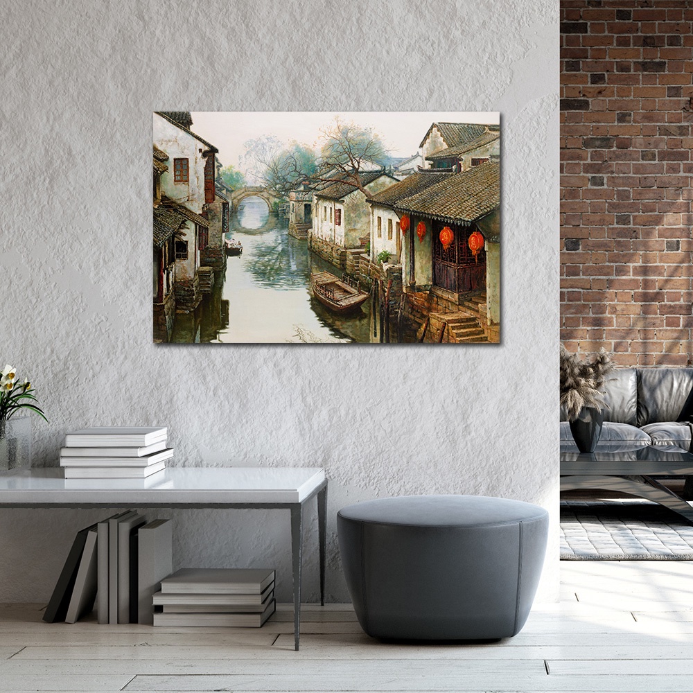 【御畫房】江南印象 國家一級畫師手繪油畫60&times;90cm(VF-16), , large