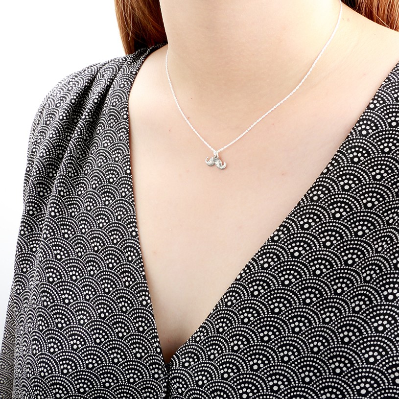 【Angel & Me】Handlebar Mustache s925 sterling silver necklace Valentine Day gift, , large