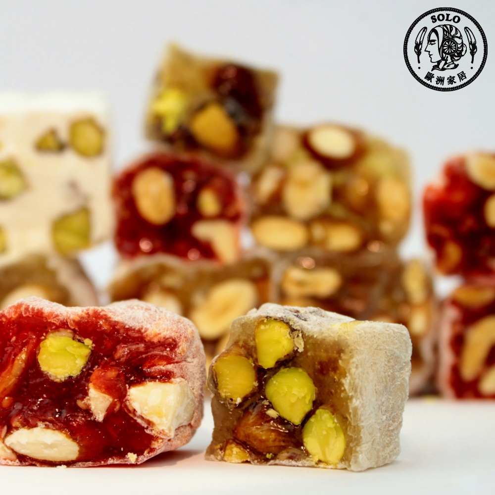 [SOLO Vintage] Pomegranate & Pistachio Turkish Delight Finger Rolls Box 300g Natural Ingredients Made in Turkey, , large