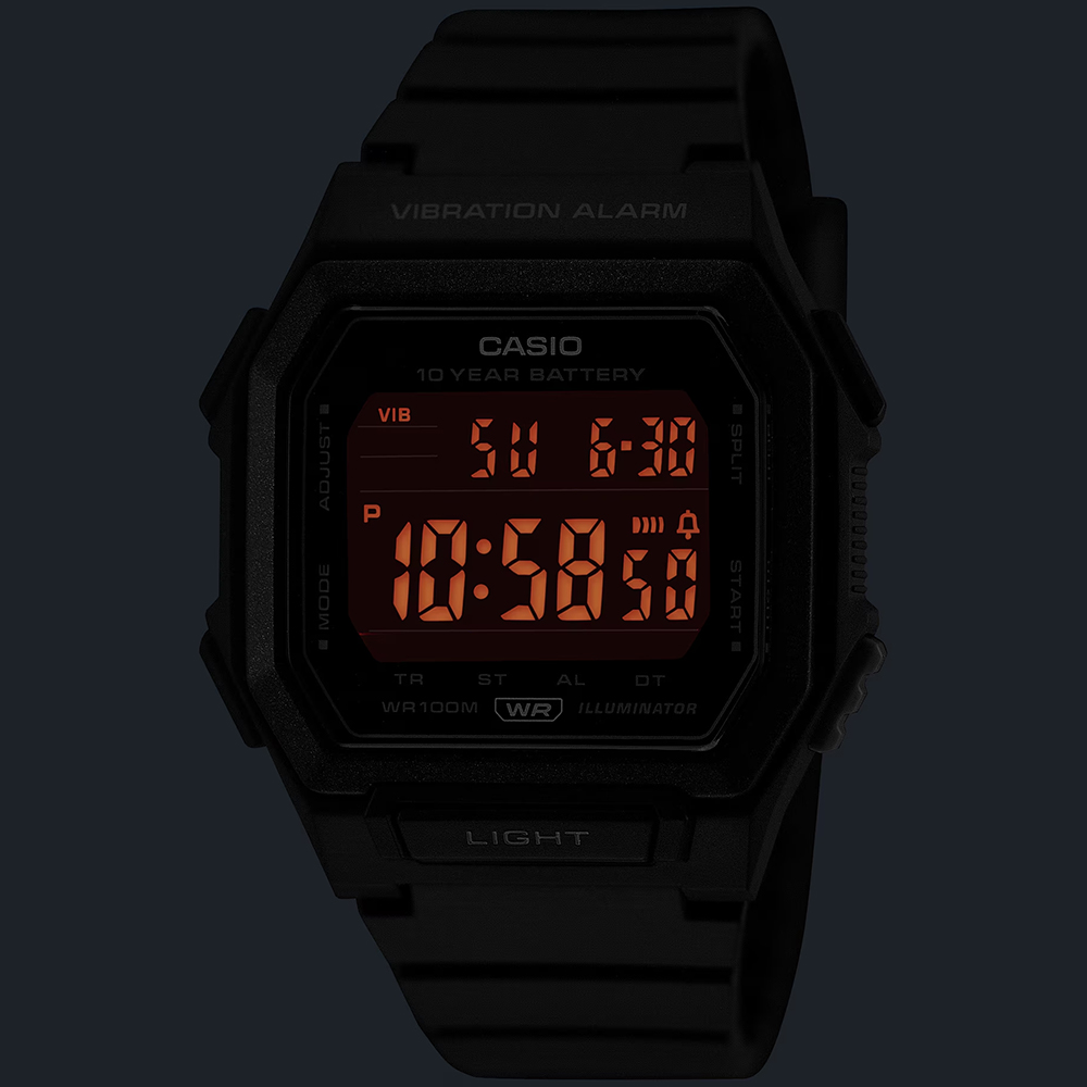 CASIO 卡西歐 0年電力方形電子錶-黑 手錶 學生錶 送禮 禮物 推薦(W-738H-1BV), , large