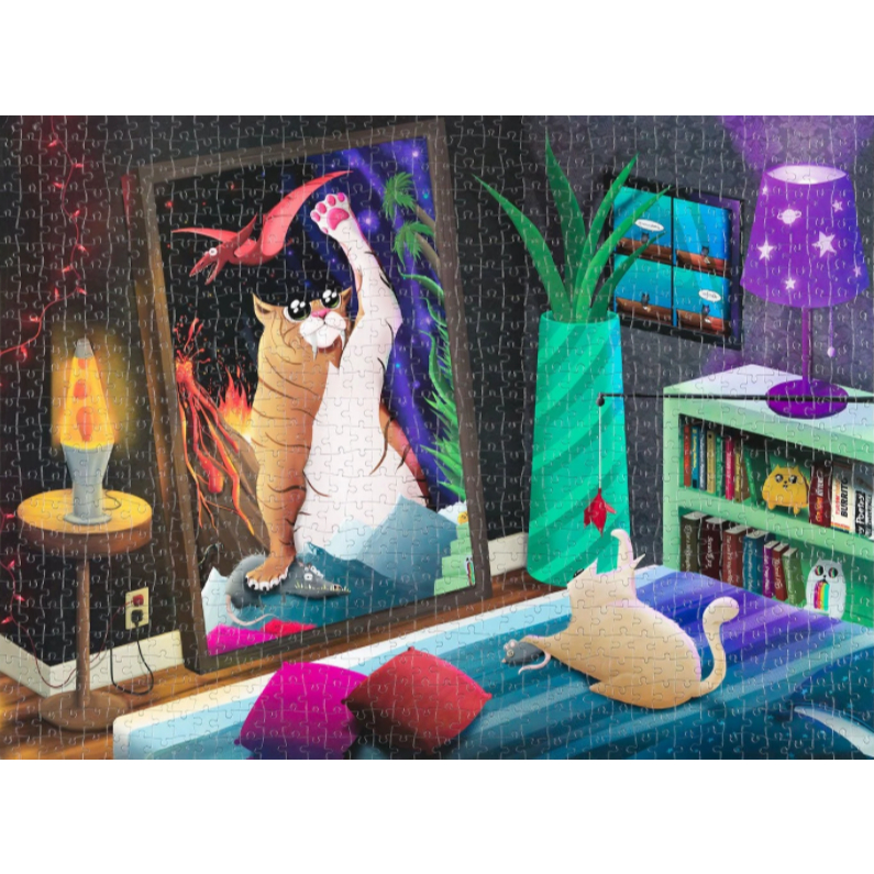 【Asmodee】爆炸貓 1000片拼圖：鏡中貓咪 英文版｜Exploding Kittens Puzzle｜惡搞插畫拼圖, , large