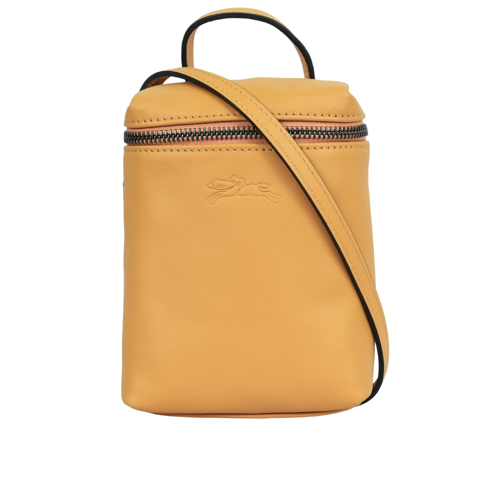 LONGCHAMP Le Pliage Xtra XS 小牛皮拉鍊迷你手提/斜背二用包/蜜糖色, , large